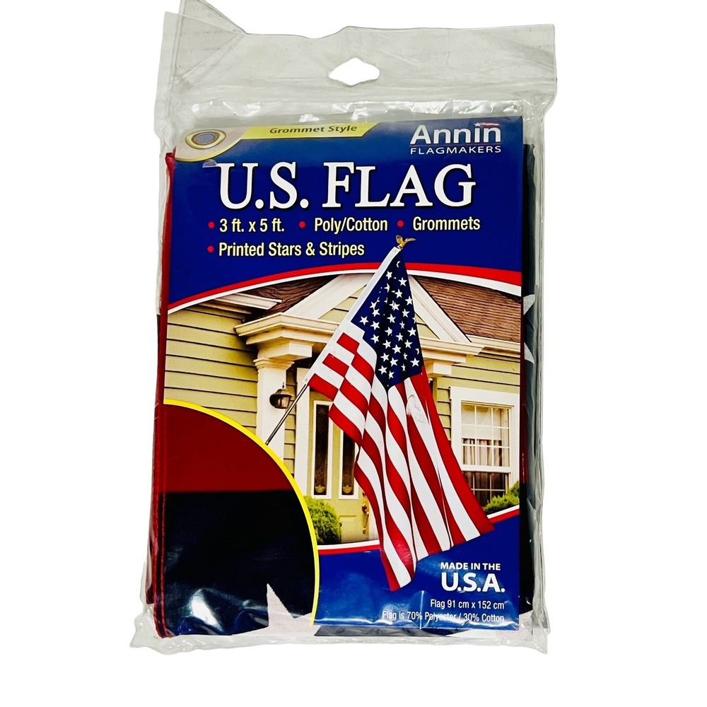 Annin Flagmakers Authentic USA Made US Flag 3 ft x 5 ft Poly/Cotton Blend-NEW